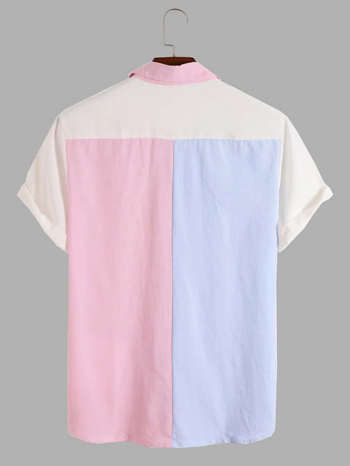 WDIRARA Men's Colorblock Button Down Short Sleeve Pocket Front Shirt Tops - Image 3