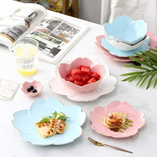 Xigui Japanese Style Soy Sauce Dishes Set Of 6, Cherry Blossom Porcelain Sauce Dish Seasoning Dish Sushi Soy Dipping Bowl Dessert Bowl Appetizer Plates Serving Dish For Kitchen Home (Pink) #TOP4