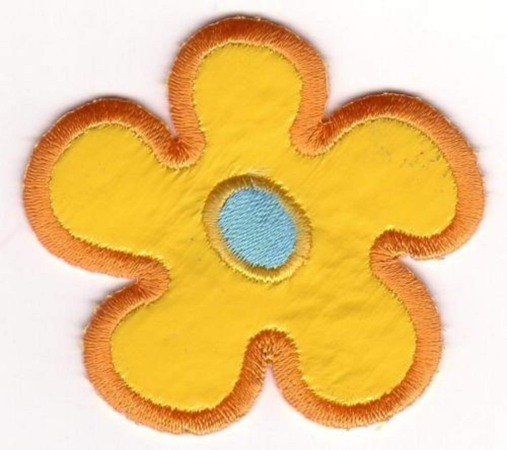 Amazon.com: Yellow Orange Vinyl 5 Petal Flower Embroidery Patch