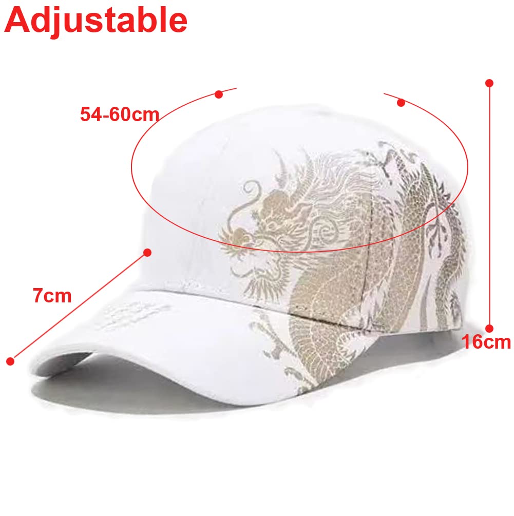 Herren Baseball Cap Baumwolle Verstellbar Drachenmuster Hip-Hop-Kappen für Männer