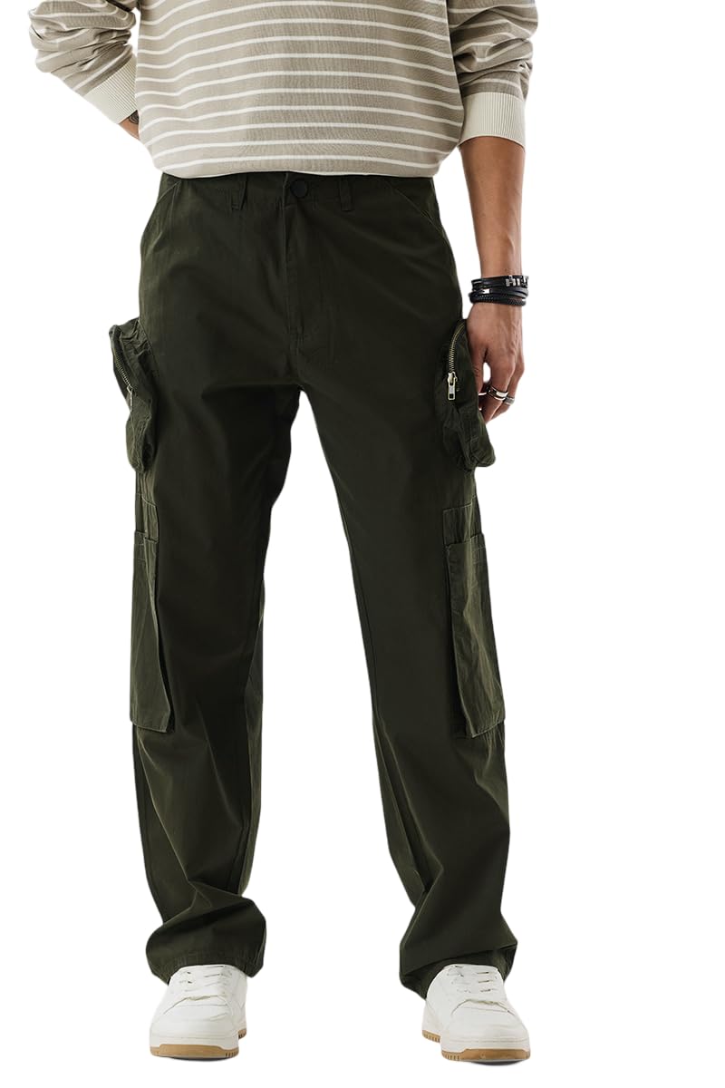 Men Cargo Pants | Relaxed Fit Solid Pattern with Multiple Utility Pockets | Durable 100% Cotton Fabric for Casual & Streetwear Fashion-image-23