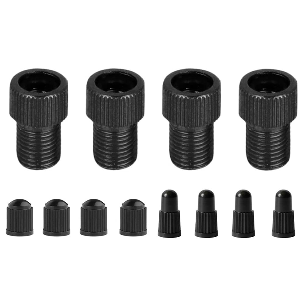 HTU 4 Pcs Aluminum Alloy Valve Adapter Convert Presta To Schrader Presta To Schrader Bike Valve Adaptor Presta To Schrader Valve Adapter Converter