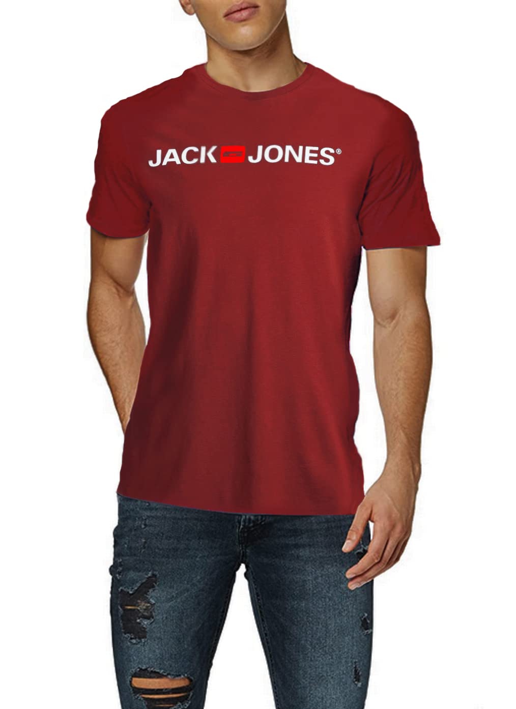 JACK & JONES Men's Jjecorp Logo T-Shirt, Red (Red Dahlia), L