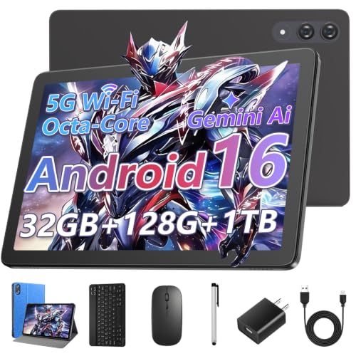 Image of 11 inch Tablet with Keyboard,Android 16 Tablet with Octa Core Processor,32GB+156GB (1TB Expand),1920x1200 IPS HD Touchscreen,8MP+16MP Dual Camera,Widevine L1,8000mAh , WiFi /GPS,Case Included(Blue)-ZZ