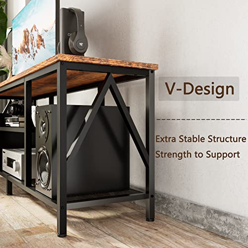 Furologee Kitchen Baker’s Rack With 2 Pull Out Wire Baskets,Tv Stand For 60 65 Inch Tv, Industrial Entertainment Center, Long 55'' Tv Console Table #TOP6