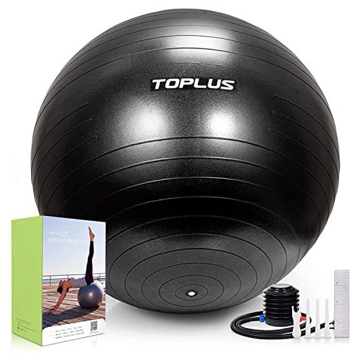 TOPLUS Exercise Ball, Gym Ball Supports 2200lbs Yoga Ball Anti-Burst & Extra Thick, Swiss Ball with Quick Pump Birthing Ball for Yoga, Pilates, Fitness, Pregnancy & Labour (Black-65cm)