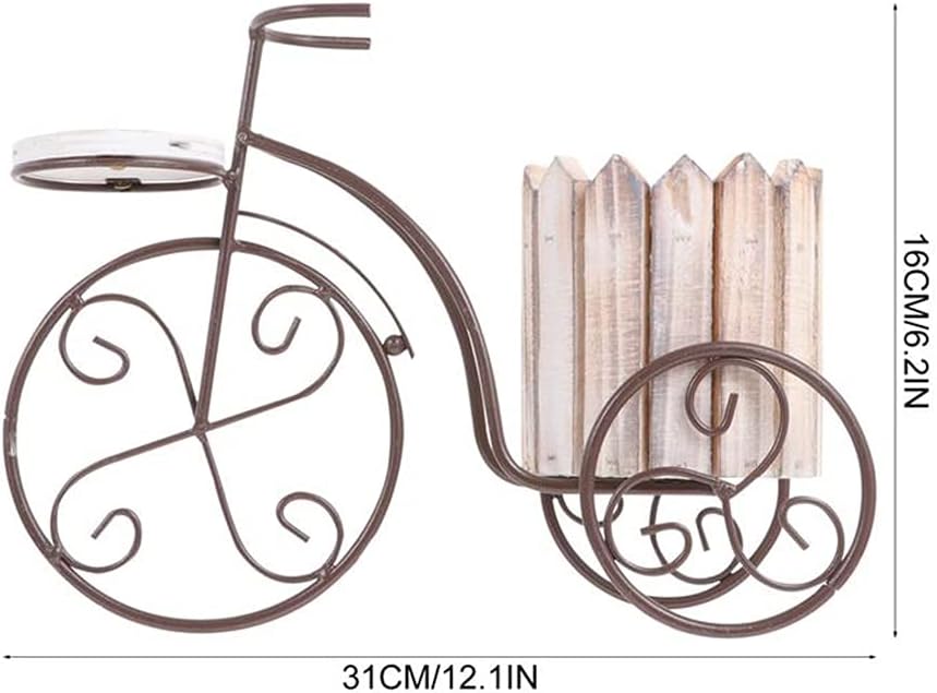 Plant Stand Rustic Bicycle Flower Pot Cart Holder Flower Basket Home Garden(D)