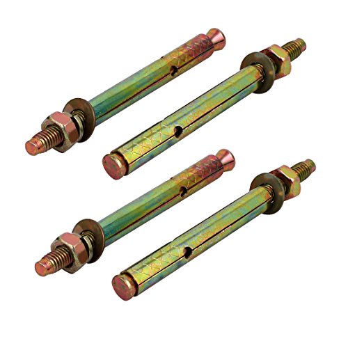 Aexit M8x110mm Zinc Fastener Plated Sleeve Anchor Expansion Bolt Bronze Tone 4pcs Model:17as441qo357
