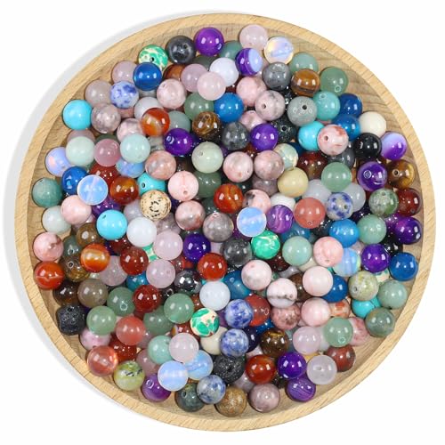 8mm Bulk Natural Crystals Assorted Stone Beads for Jewelry Making Gemstone Beads for Women Adults Crafts Crystal Bead for Bracelets 0.6lb 320pcs