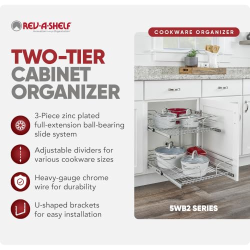 Image of Rev-A-Shelf Pullout Organizer for Cabinets, Min Opening Width 20.5 inch
