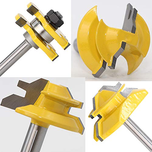 ASNOMY 3-teiliges Oberfräser Set, 45 Grad Lock Mitre Router Bit Nutfräser + 8 mm Schaft Zungenschaft und Nutfräse Set 3 Zähne in Cutter aus Holz für Holzarbeiten
