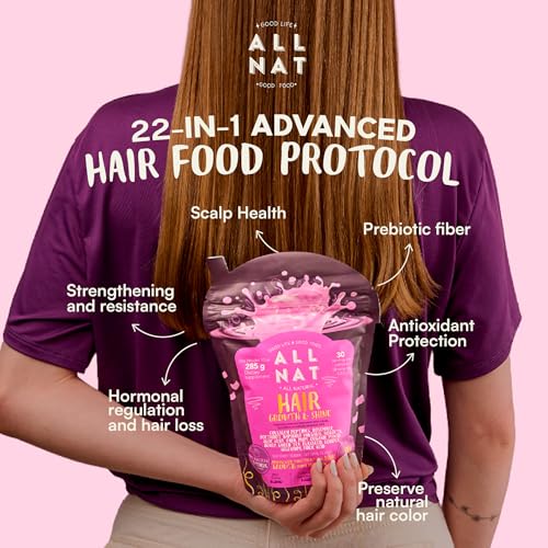 ALL NAT Hair Growth Powder Drink for Women & Men | Supports Stronger, Fuller-Looking Hair Shaker Included| Collagen, Biotin & Botanical Blend Supplement | Vegan, Sugar-Free – 300g — view 3