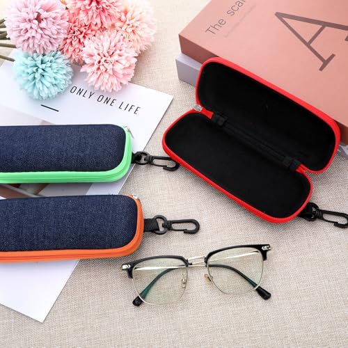 Image of 3 PCS Denim Glasses Case,Zipper Eye Glass Case Portable Glasses Storage Box, Travel Glass Cases with Hook Clasp