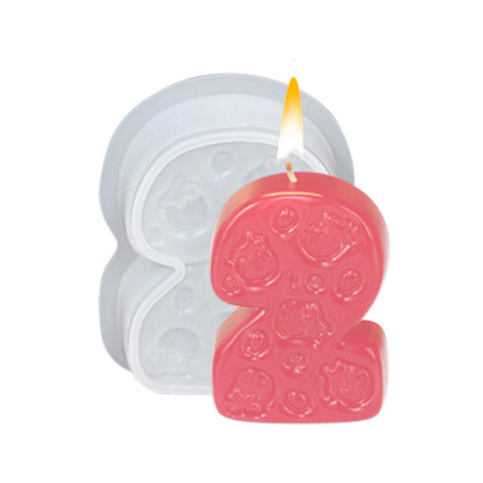 Nucelit Strawberry Number Silicone Mold Food Safe for Candless, Soap, Chocolate & Epoxy Resin Craft Fruit Shaped Jelly Molds Fondant Molds