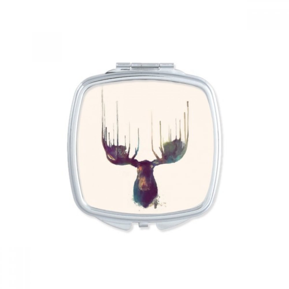 Miroir compact de maquillage imprimé renne artistique, idée cadeau mignon