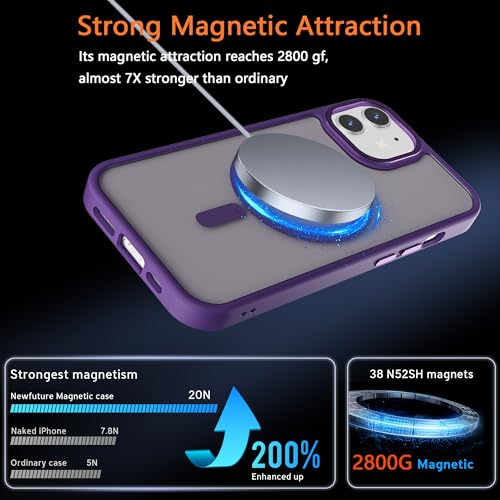 Image of Magnetic iPhone 12 /12Pro case,Compatible with Magsafe, Military-Grade Protection,Slim Translucent Matte Shockproof with Anti-Scratch Anti-Fingerprint Phone Cover (deep purple, iPhone 12 /12Pro)