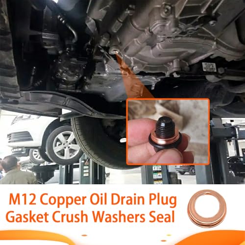 Image of 12PCS Copper Oil Drain Plug Gasket Crush Washers Seal, 11026-01M02 Car Parts Engine Oil Crush Washers Replacement for Nissan /Infiniti Rogue Sentra Xterra Altima Frontier Armada Jukes 350Z G35