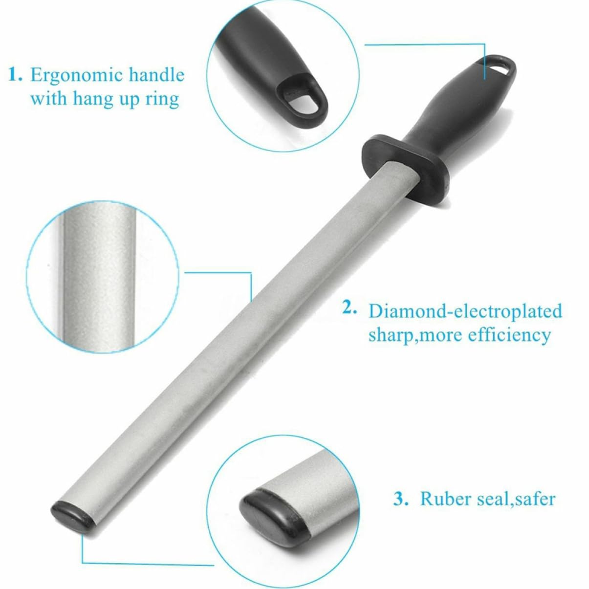PRETYZOOM Sharpening Rod Honing Tool for Kitchen Comfortable Handle Precision Sharpening for Home and Use Design with Hanging