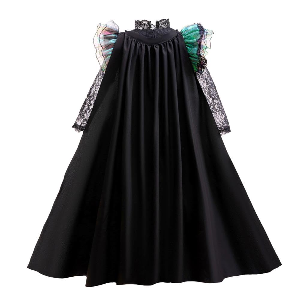 Lito Angels Girls Witch Elphaba Costume with Cape Gothic Deluxe Black Lace Tulle Dress Ball Gown for Halloween Masquerade Role Play - Image 2