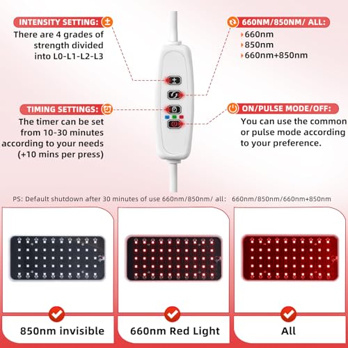 Red Light Therapy, Handheld Red Light Therapy for Face with Adjustable Stand, 660nm & 850nm Infrared Red Light Therapy Device at Home and Office Use - Image 4