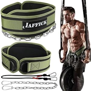 Jaffick Dip Belt with Steel Chain for Weightlifting Pullup Gym Weighted Lifting Belt for Powerlifting Squat Bodybuilding Waist Support for Both Men and Women