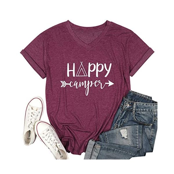 Camping-Tee-Shirts-Women-Happy-Camper-Cute-Letter-Print-T-Shirt-Summer-Funny-Short-Sleeve-Tee-Tops Camping Tee Shirts Women Happy Camper Cute Letter Print T-Shirt Summer Funny Short Sleeve Tee Tops Red