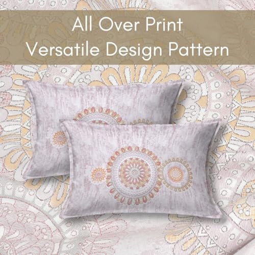 Image of Mafatlal 186 TC Spring Glory Cotton Bedsheet King Size | 274 x 274 cm | Modern kidakka virippu for Summer Nights | Pure Cotton Bedding for Comfortable Sleep | Includes 2 Pillow Covers | Lavender Mist