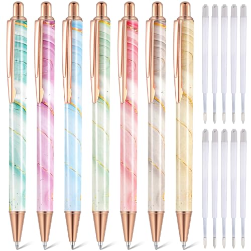 Sherr 7 Pcs Fancy Pens Sparkle Glitter for Women with10 Refills, Marble