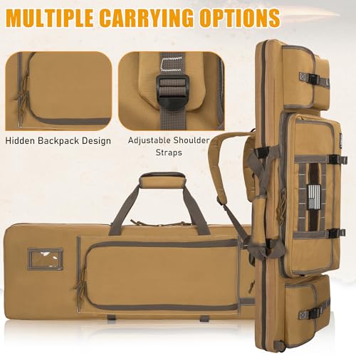 Image of 28 /32 /36 /42 /46 /48 /51 /55 inch Double Rifle Case Soft Gun Bag Tactical Backpack | Portable Long Rifle Bag for Outdoor Hunting Shooting, Gun Case Firearm Storage & Transportation, Hunting Shooting Range