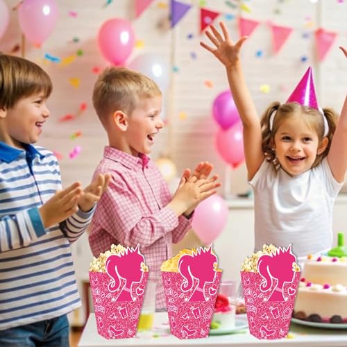 Image of Zliisang Pink Princess Popcorn Boxes 20pcs Princess Birthday Decorations Snack Treat Boxes for Kids Boys Girls Birthday Party Supplies Baby Shower Decorations