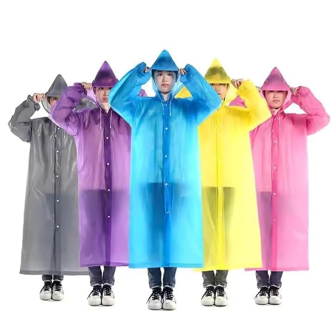 Raincoat Waterproof Hooded Poncho with Button Detail, Reusable, Loose Fit, for Camping and Outdoor Activities-image-17