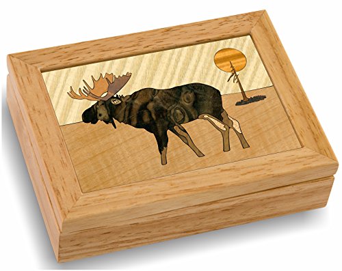 MarqArt-Moose-Wood-Art-Box-Handmade-USA-Trinket-Jewelry-Boxes-Gift-Unmatched-Quality-Unique-No-Two-are-the-Same-Original-Work-of-Wood-Art-4108-Moose-Scene-4x5x15