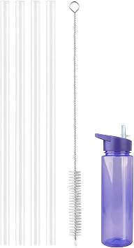 TERPINK 4 Packs Replacement Straws Compatible with KPop Demon Hunters Officially Licensed Huntrix Water Bottle 25oz, Plastic Straw with Cleaning Brush Accessories Parts for Sports Bottle for Girls