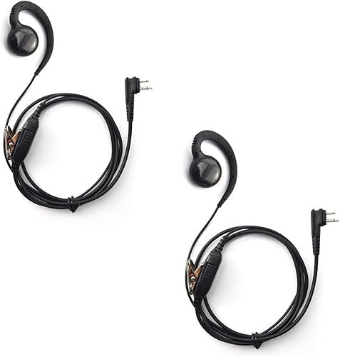 Miniatura 10 de PROMAXPOWER Auricular giratorio en forma de C de 1 cable con micrófono de botón PTT para Motorola Radio bidireccional Walkie Talkies Mag One BPR40,
