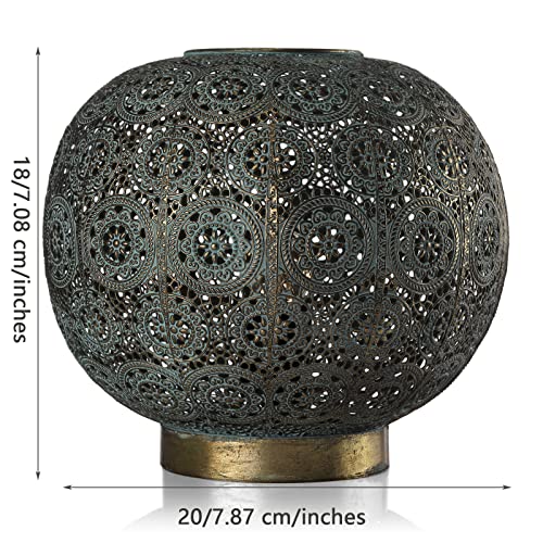 Turkish Lamp,Small Moroccan Table Lamp For Bedroom Handmade Turkey Lamp Mosaic Bedside Night Lamp Decorative Metal Globe Lampshade Bohemian Vintage Desk Nightstand Decor Lamp Size 7" H &7.8" D. #TOP2