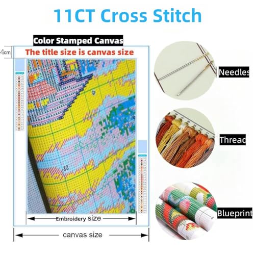 Image of DIY Cross Stitch Kits Cartoon Panda Easy for Beginners with Hoop 11CT Needlepoint Embroidery Counted Stamped Cross Stitch Set Craft Wall Decor 20x20cm(6)