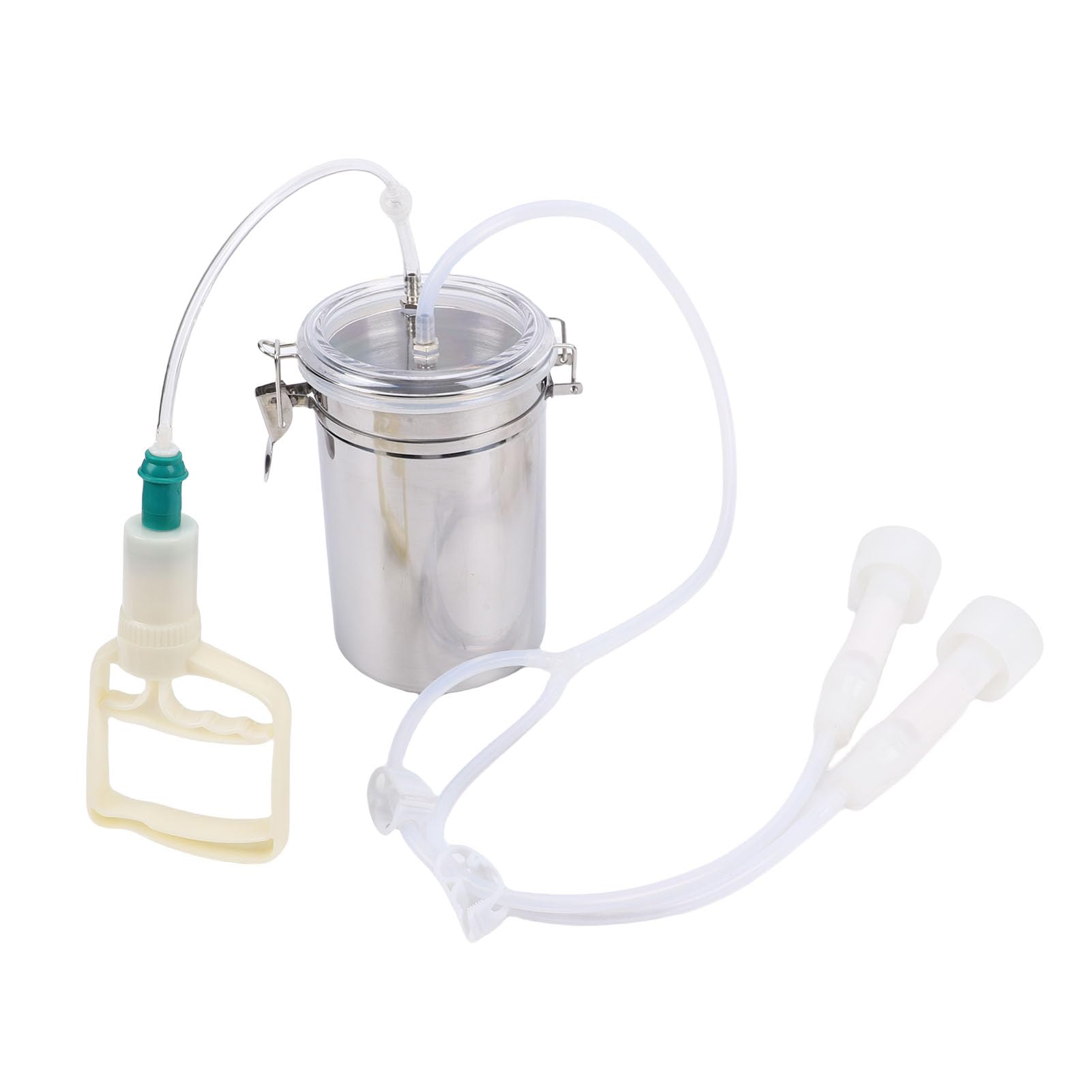 Ordeñadora de Cabras, Ordeñadora Manual de 2 Litros Dispositivo de Ordeño de Cabras con Botella de Acero Inoxidable, Bomba de Vacío Manual para Vacas y Ovejas Ordeñadora de Vacas