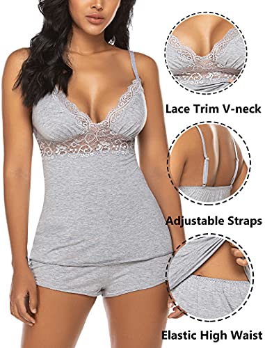 Avidlove Womens Sleepwear Lace Pajamas Cami Pjs Set Sexy Nightwear (X-Large, Gray) #TOP1
