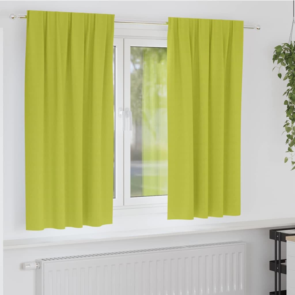 Lot de 2 rideaux occultants avec anneaux - Vert - 175 x 140 cm - En polyester - Pour salon, chambre à coucher, bureau - Protection solaire - Protection thermique - 80 à 90 % de lumière