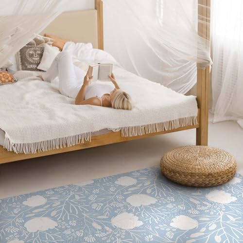 Tapis en vinyle 120x180 cm rectangle imprimé de belles fleurs pour maison - 4
