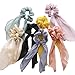 Lovef New 5pcs Women's Big Solid Rabbit Ear Hair Bow Tie Bands Ponytail Holder Hair Jewelry