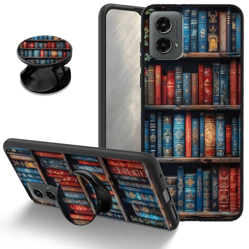 Bookshelf Case for Motorola Moto G 5G 2024, Soft TPU Shockproof Protective Cover with Matching Stand, Slim Anti-Scratch Phone Case for Moto G 5G 2024 6.6" for Women Girls