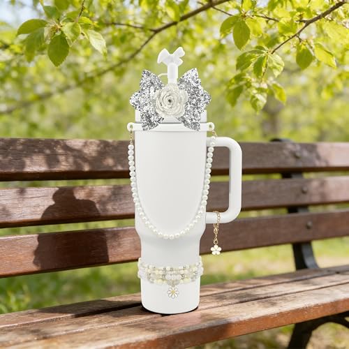 Hpebl 10PCS Flower Accessories for Stanley Cup 40oz&30oz Tumbler, White - image 6