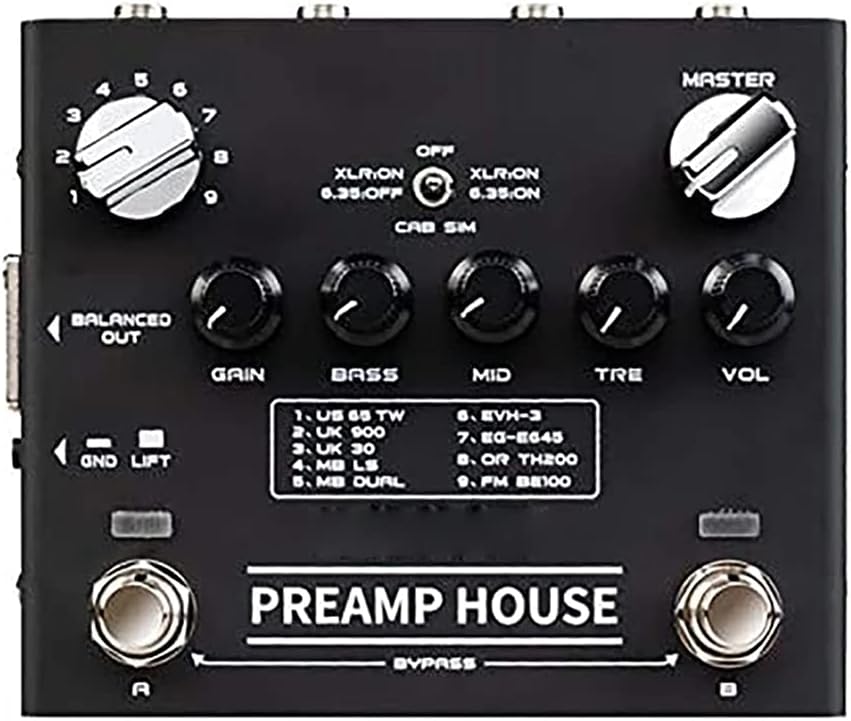 Preamp House Multi Effect Pedal 18 Tones 9 AMPs Preamp Simulator with Distortion & Clean Dual Channel Guitar Multi Effect