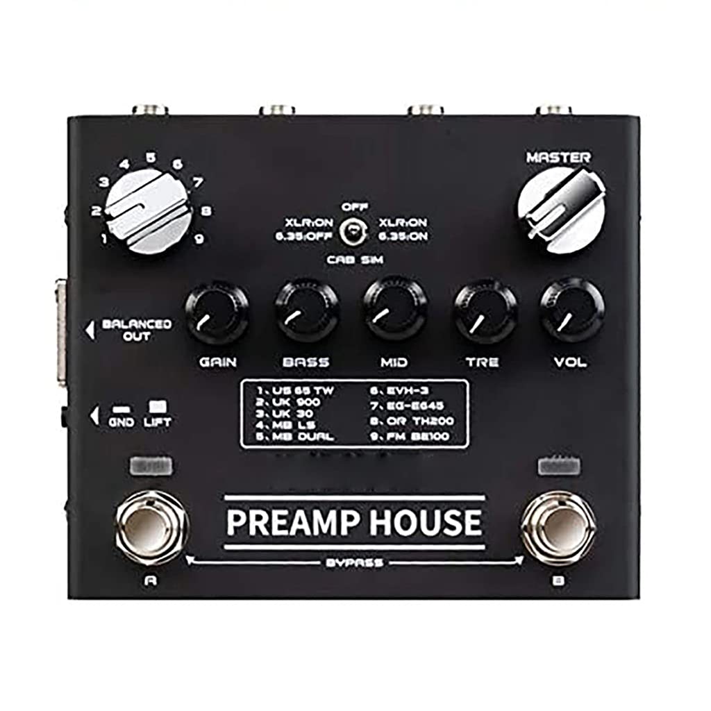 Preamp House Multi Effect Pedal 18 Tones 9 AMPs Preamp Simulator with Distortion & Clean Dual Channel Guitar Multi Effect