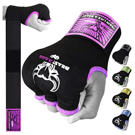BEAST RAGE Boxbandagen, Gelhandschuhe, MMA, 75 cm lang, gepolstert, elastisch, schnelles Boxen, Boxsack, Training, Muay Thai, Handbandagen-Set UFC Bandagen für Herren Damen Kinder (M (Erwachsene),