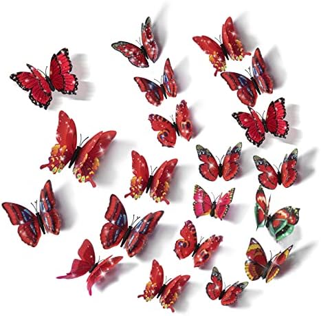 Cestlafit 3D Shinning Butterfly Wall Sticker, PVC Butterfly Decorations Removable Wall Stickers for Bedrooms for Girls, Blue Color 36 Pack