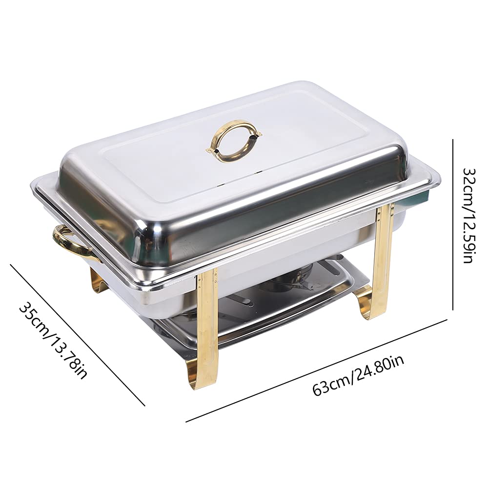 Contenitore da 9 l, in acciaio inox, per chafing dish buffet, 9 l, per alimenti, con LidChafing Dish Buffet, rettangolare, per feste, eventi, matrimoni, banchetti e cucina(argento), MS1642