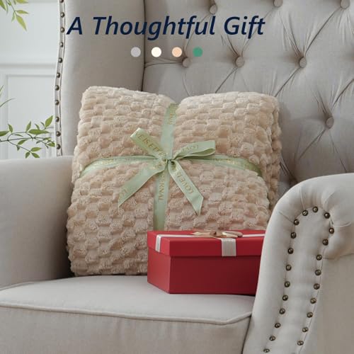 Image of Mr. Sandman Weighted Blankets for Adults Queen Size 20lbs, Warm Sherpa Fleece Throw Blanket for Sleep and Calm, Soft Cozy Heavy Bed Blanket with Jacquard Flannel, 60 x 80 Inches, Khaki