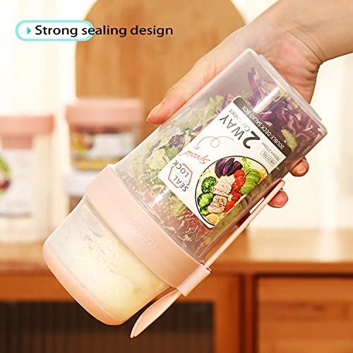 Bnclstg Salad Container For Lunch Salad Cup, Keep Fit Salad Meal Shaker Cup Fresh Salad Cup With Fork And Salad Dressing Holder Portable Fruit And Vegetable Salad Cups (White, L) #TOP2